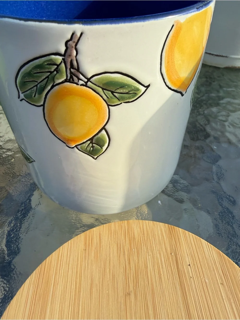 Lemon Canister with Bamboo Lid | Citrus Kitchen Storage Jar